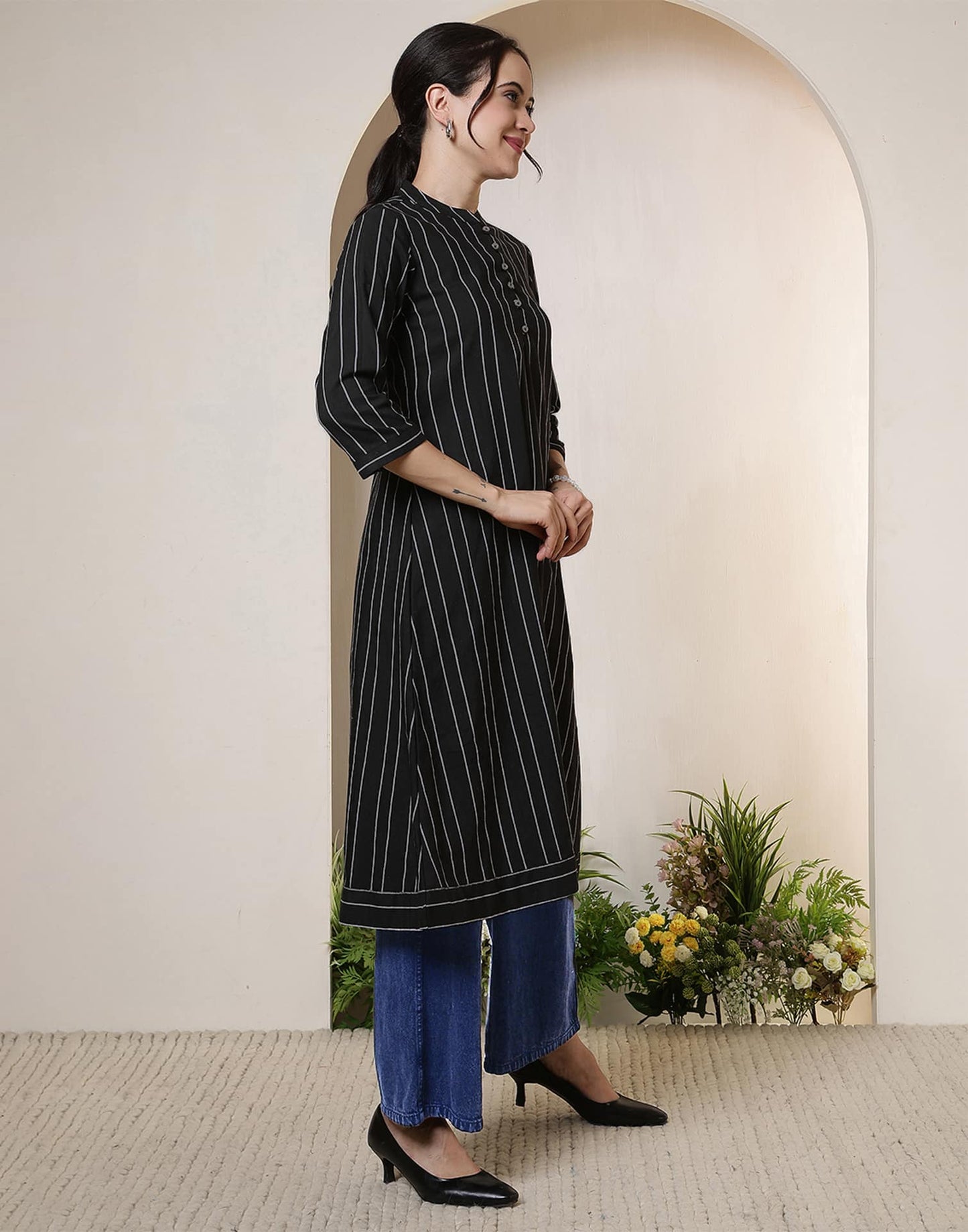 Cotton Woven Design Straight Kurti