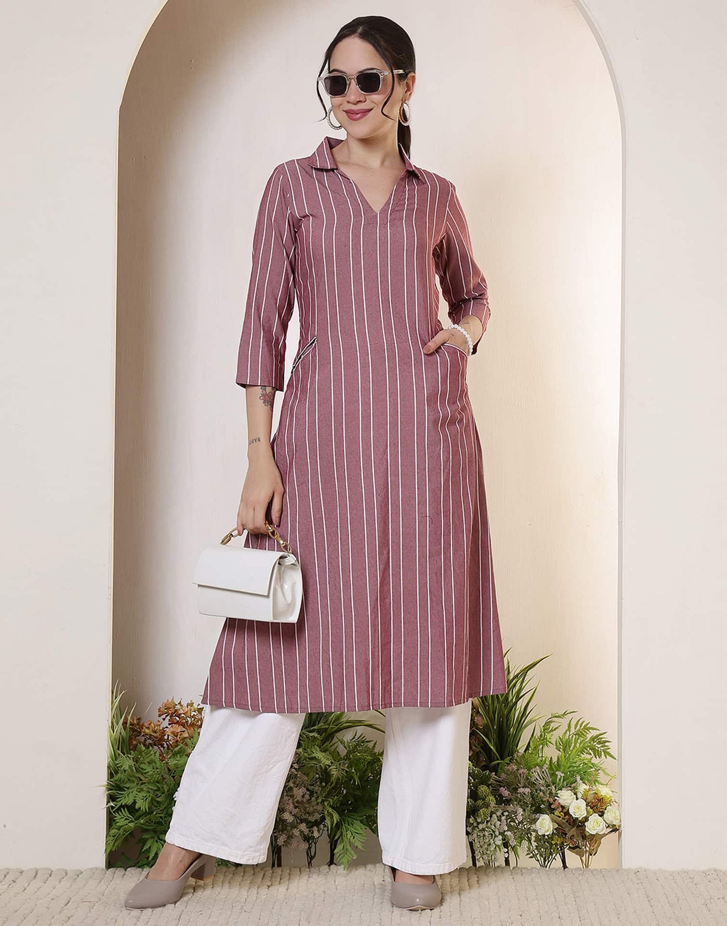 Cotton Woven Design Straight Kurti