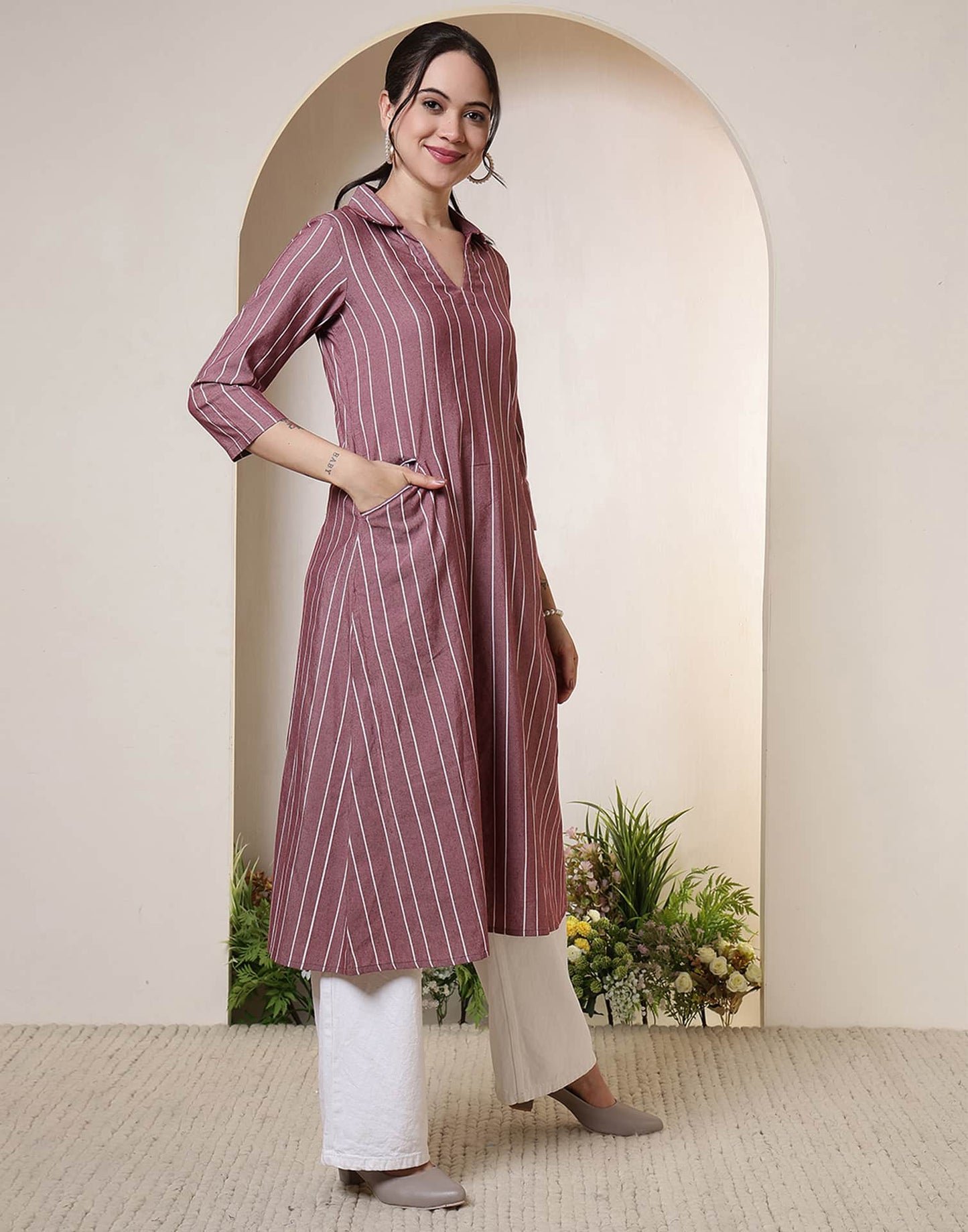Cotton Woven Design Straight Kurti