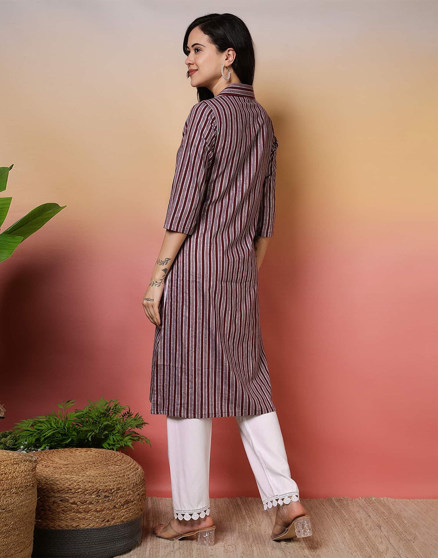 Cotton Woven Design Straight Kurti