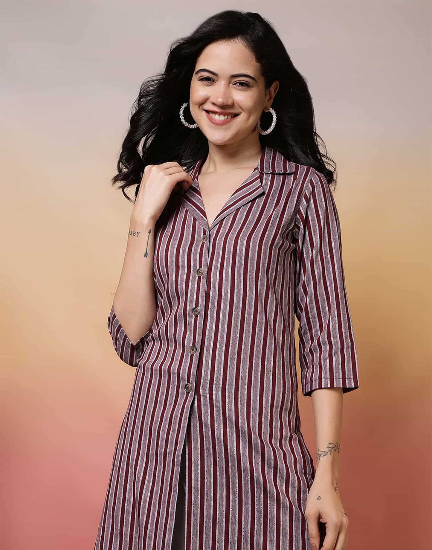 Cotton Woven Design Straight Kurti