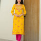 Cotton Embroidered Straight Kurti