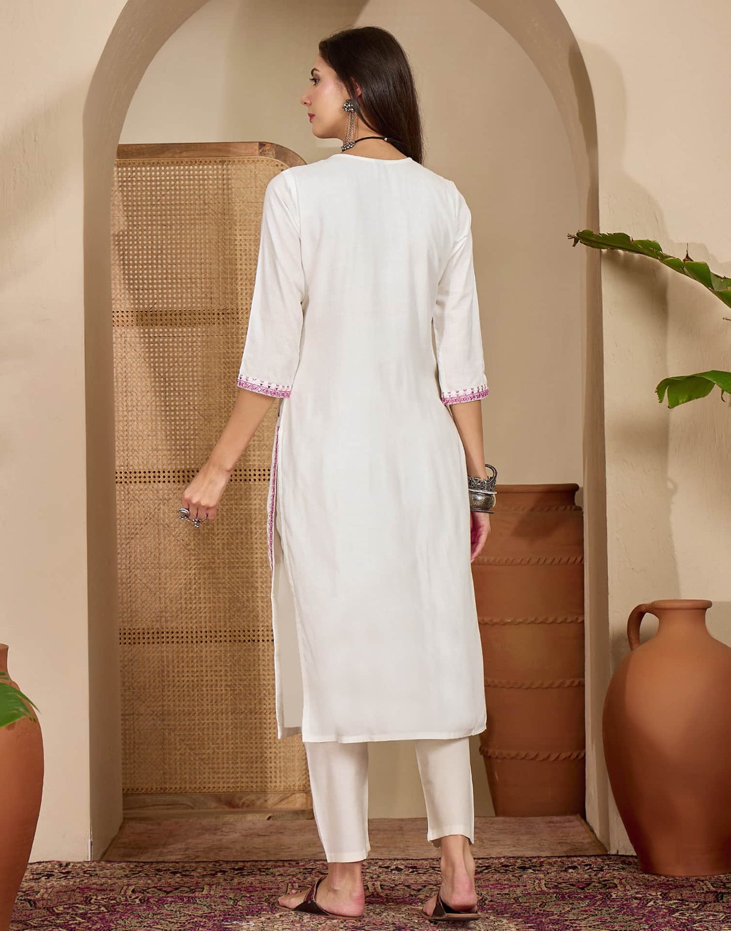 Cotton Embroidered Straight Kurti