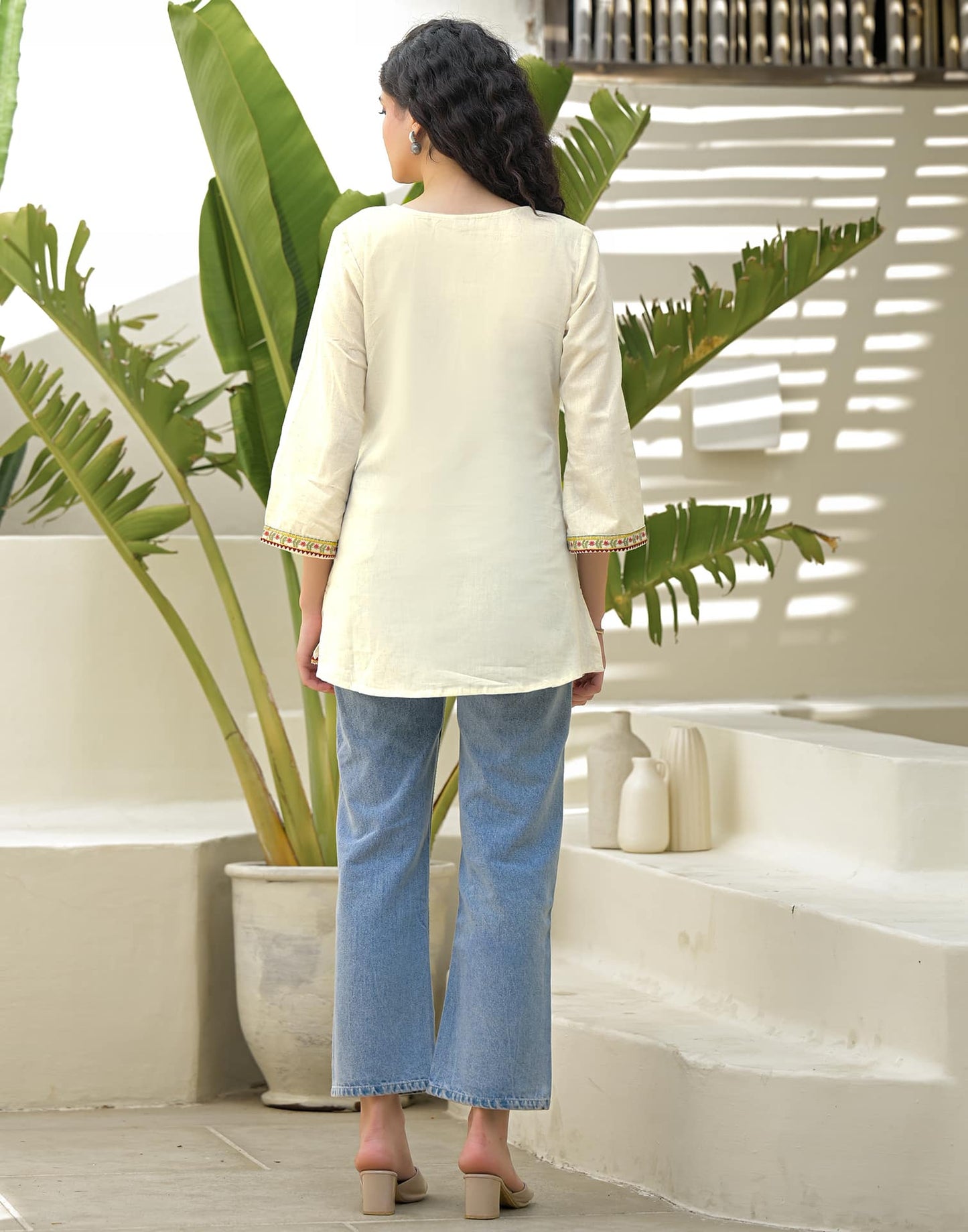 Cotton Embroidered Straight Kurti