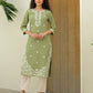 Cotton Embroidered Straight Kurti