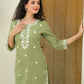 Cotton Embroidered Straight Kurti