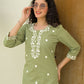 Cotton Embroidered Straight Kurti