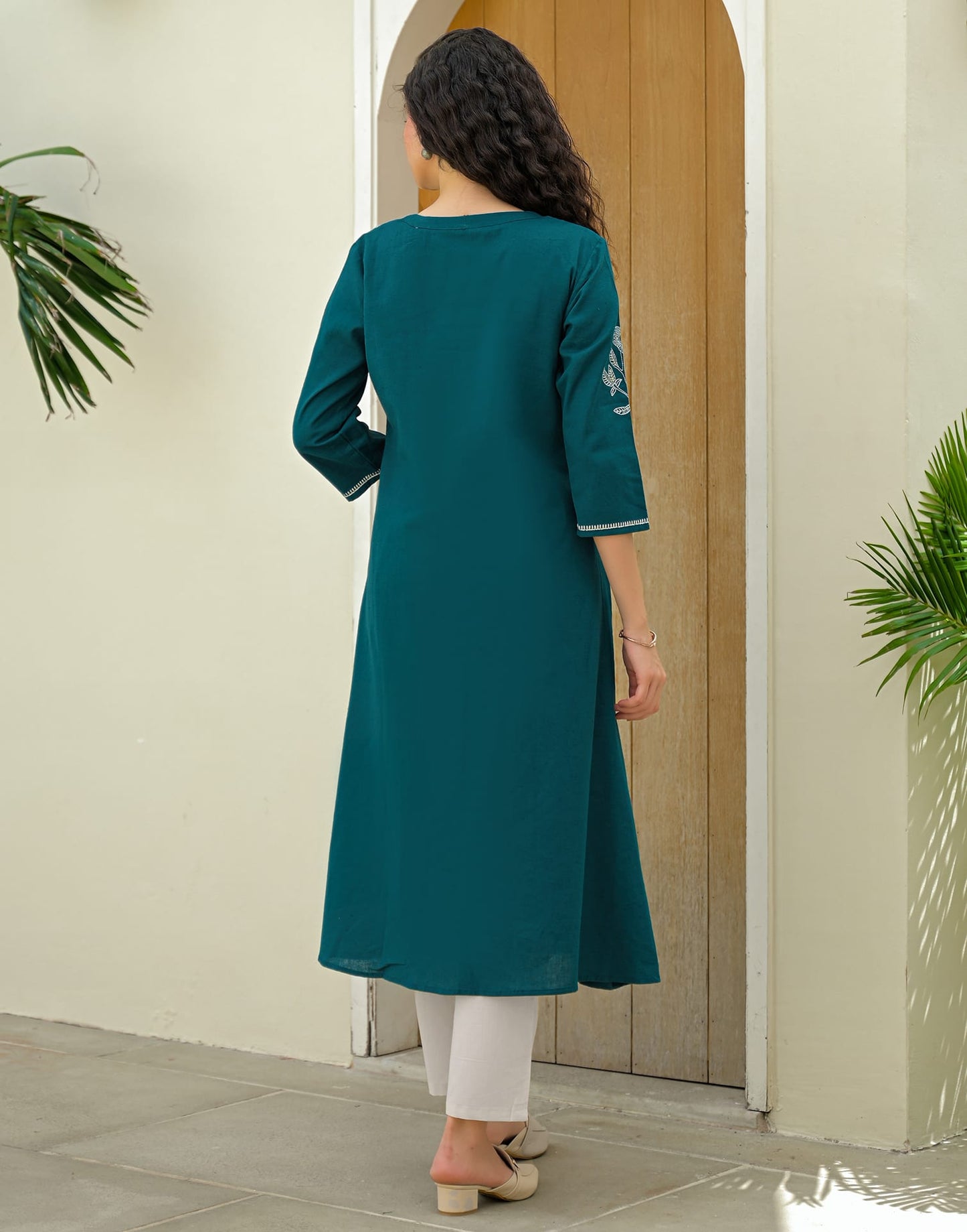 Cotton Embroidered Straight Kurti