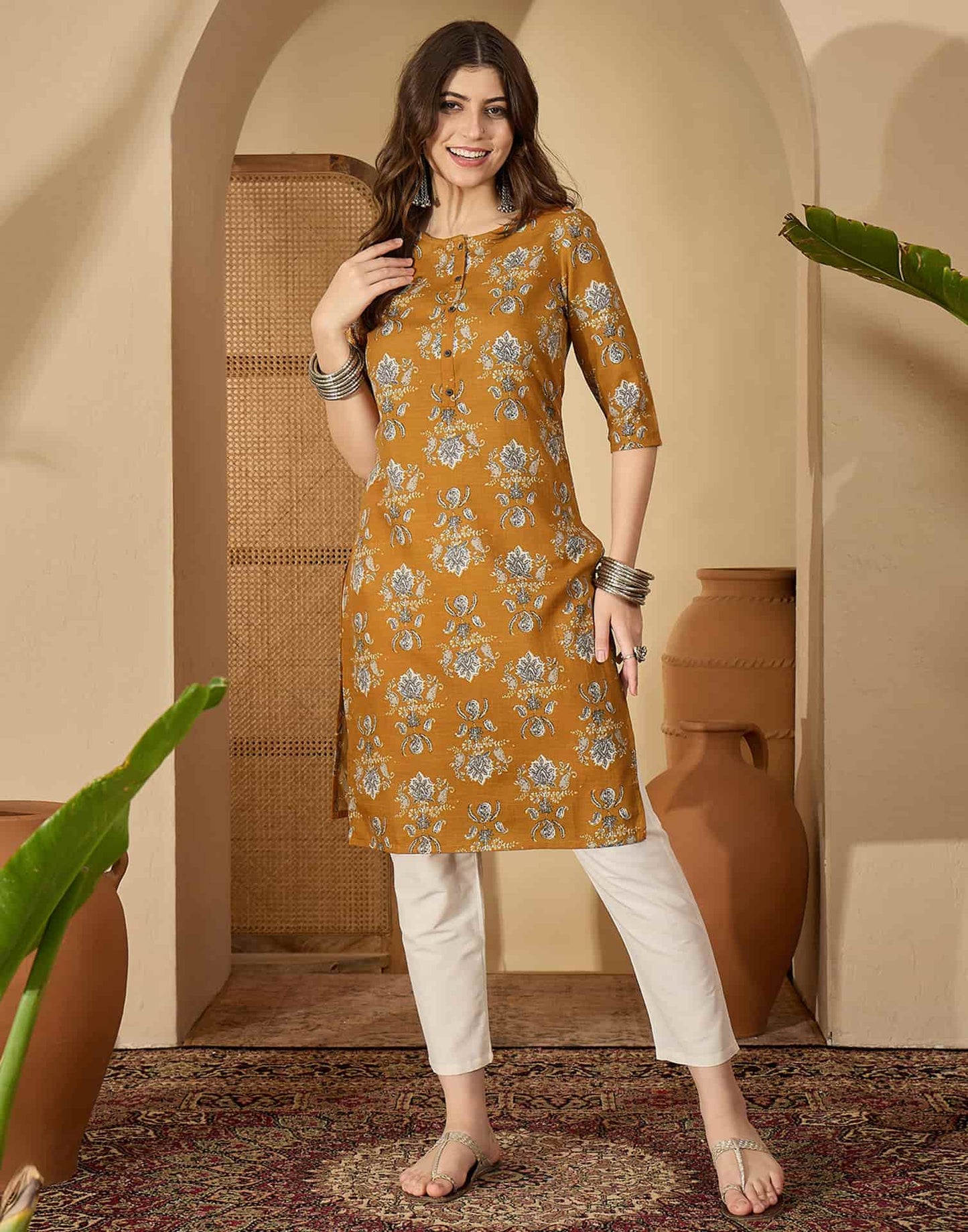 Cotton Printed Straight Kurti