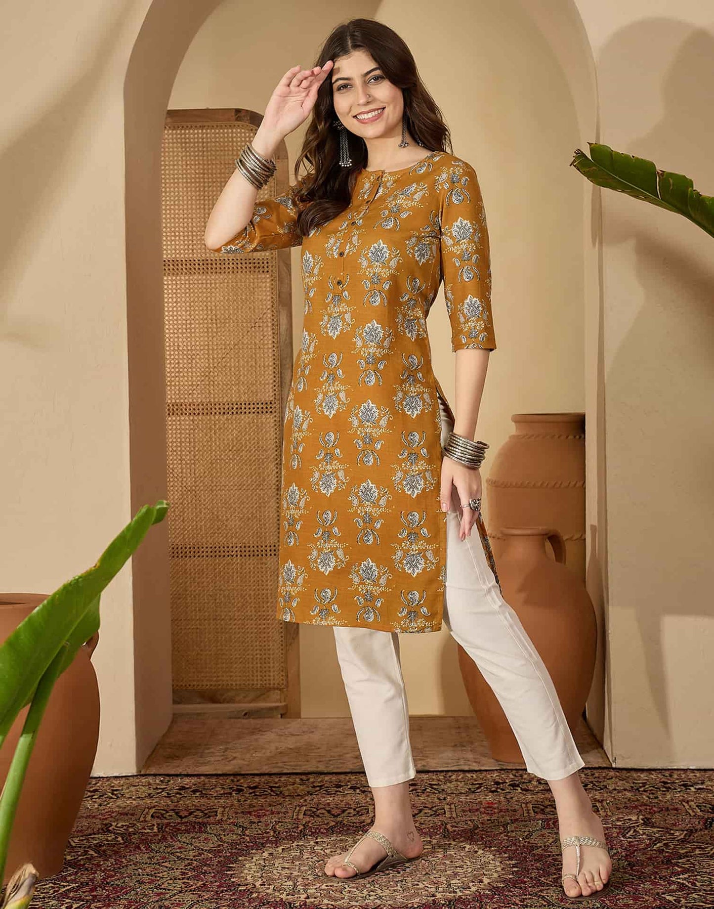 Cotton Printed Straight Kurti