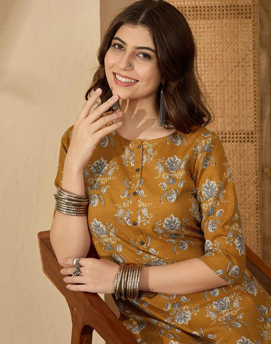 Cotton Printed Straight Kurti
