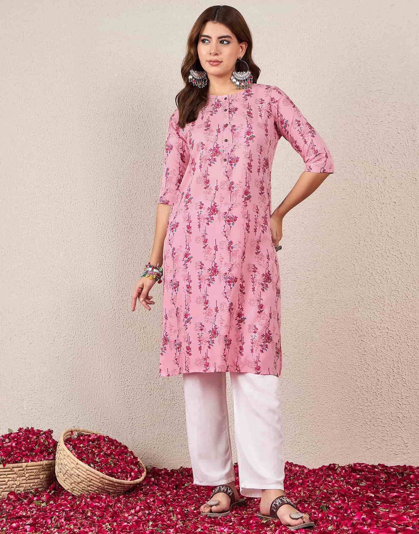 Rayon Printed Straight Kurti