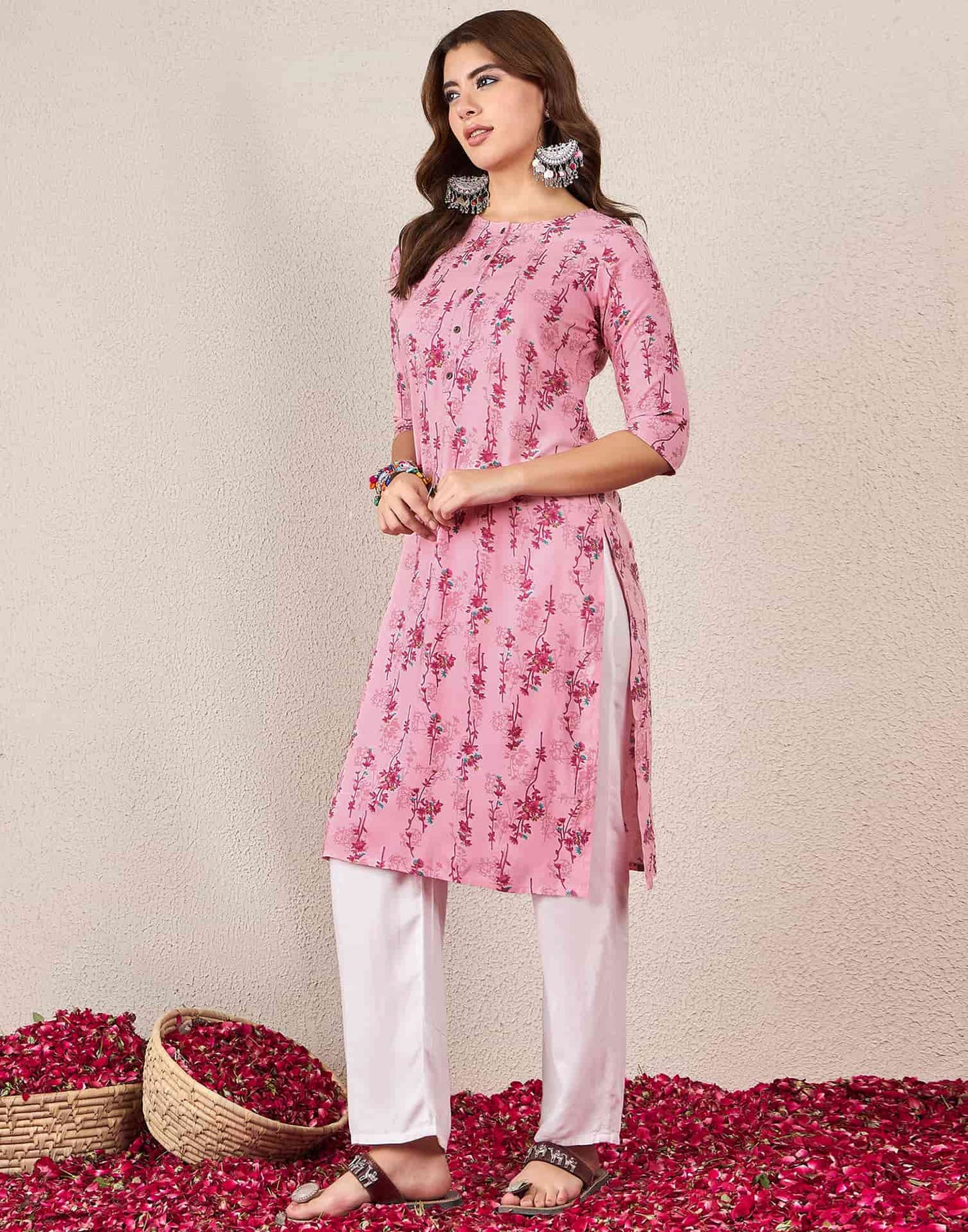 Rayon Printed Straight Kurti