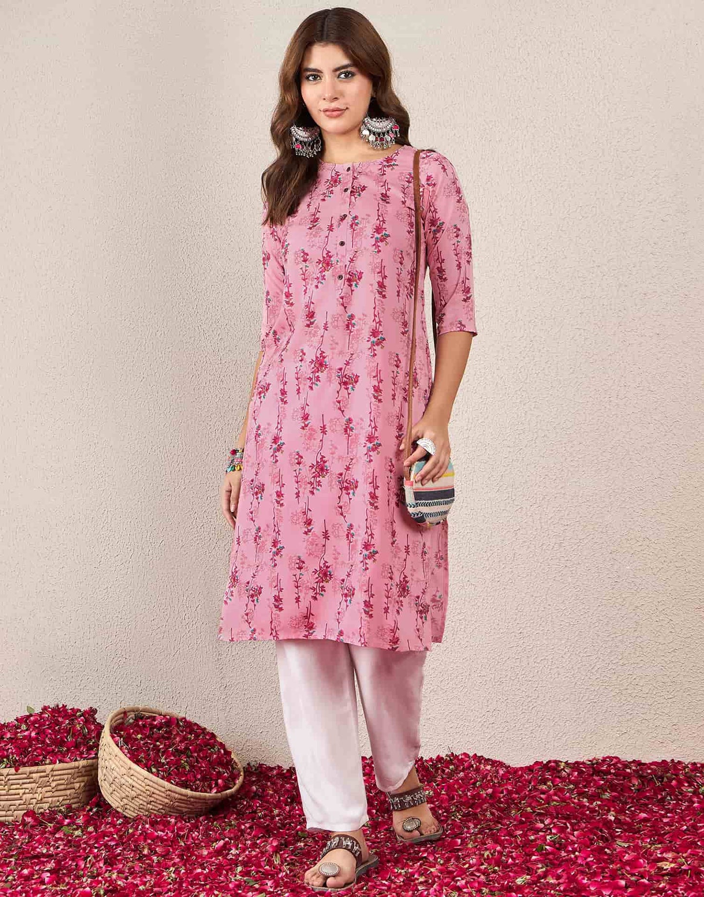 Rayon Printed Straight Kurti