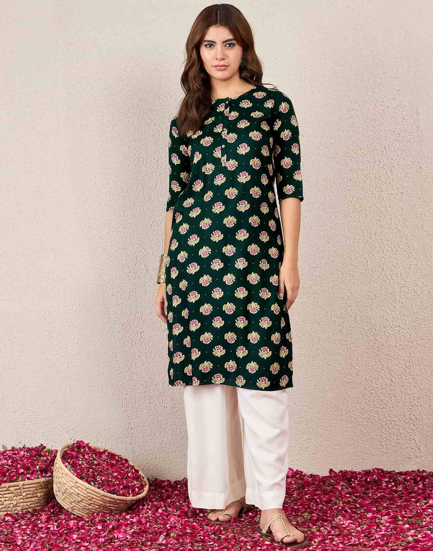 Rayon Printed Straight Kurti