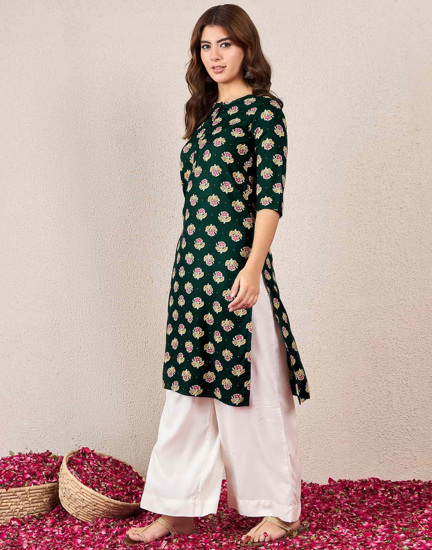 Rayon Printed Straight Kurti