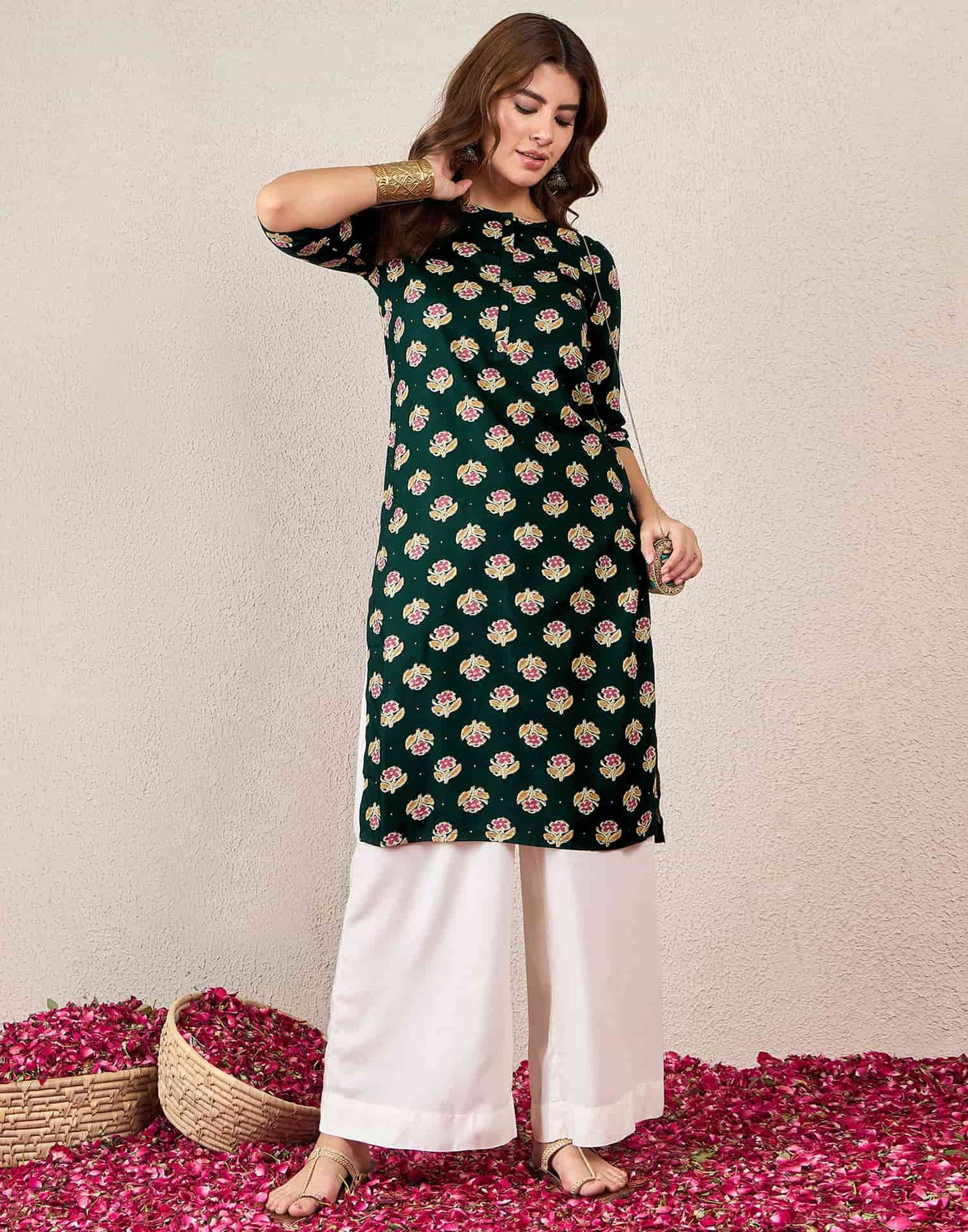 Rayon Printed Straight Kurti