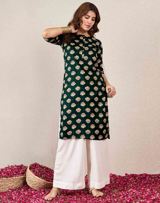 Rayon Printed Straight Kurti