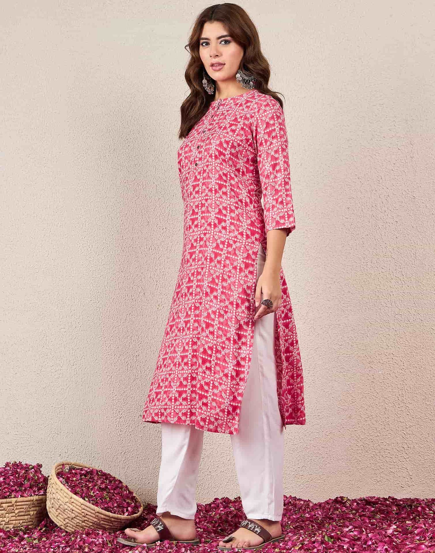 Rayon Printed Straight Kurti