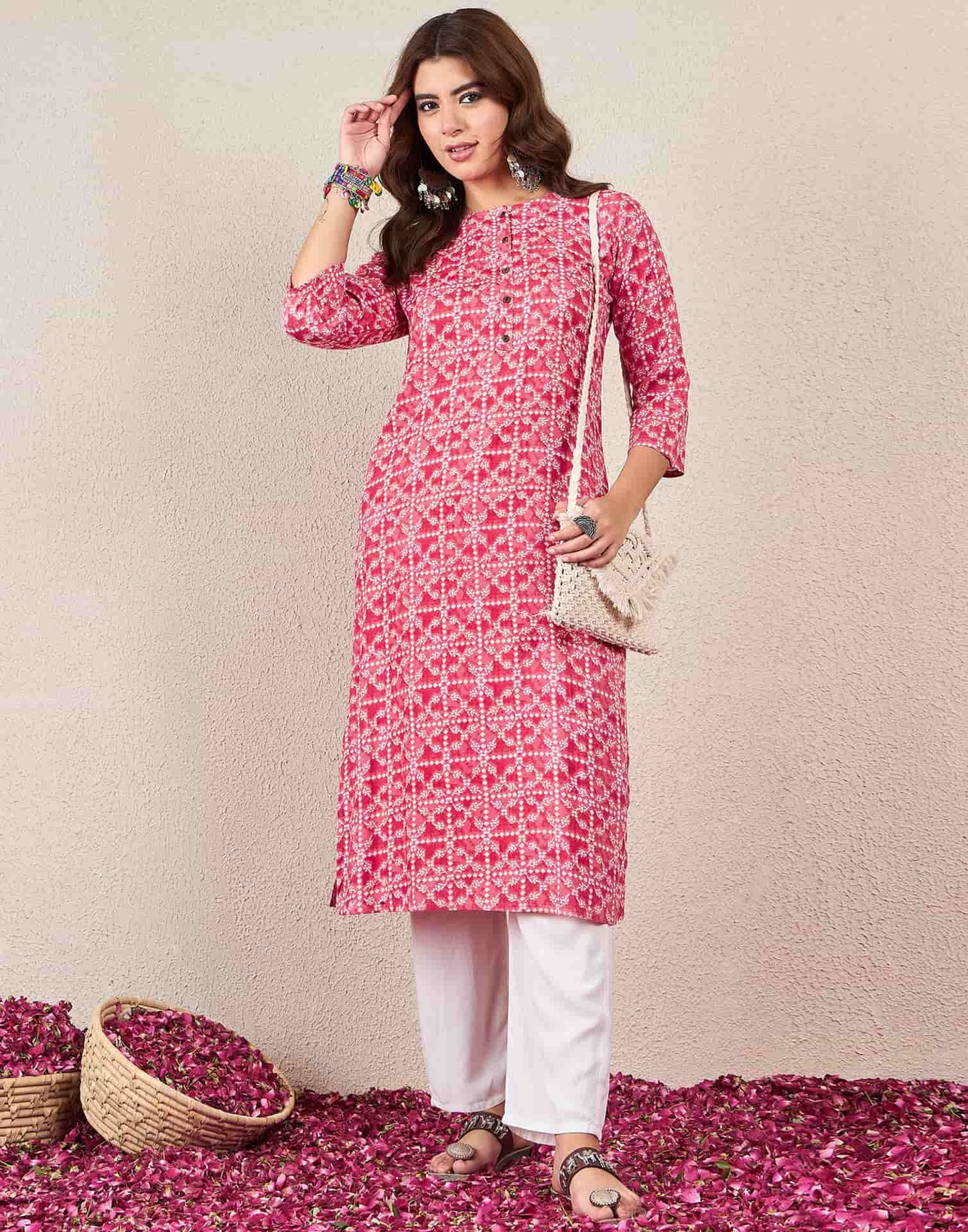 Rayon Printed Straight Kurti