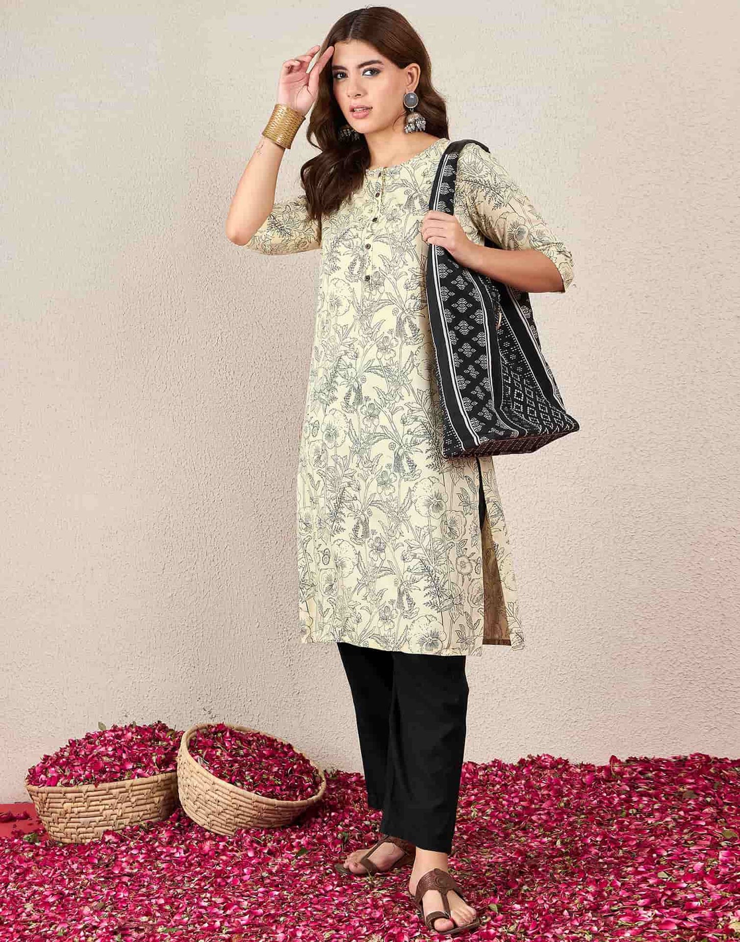 Rayon Printed Straight Kurti