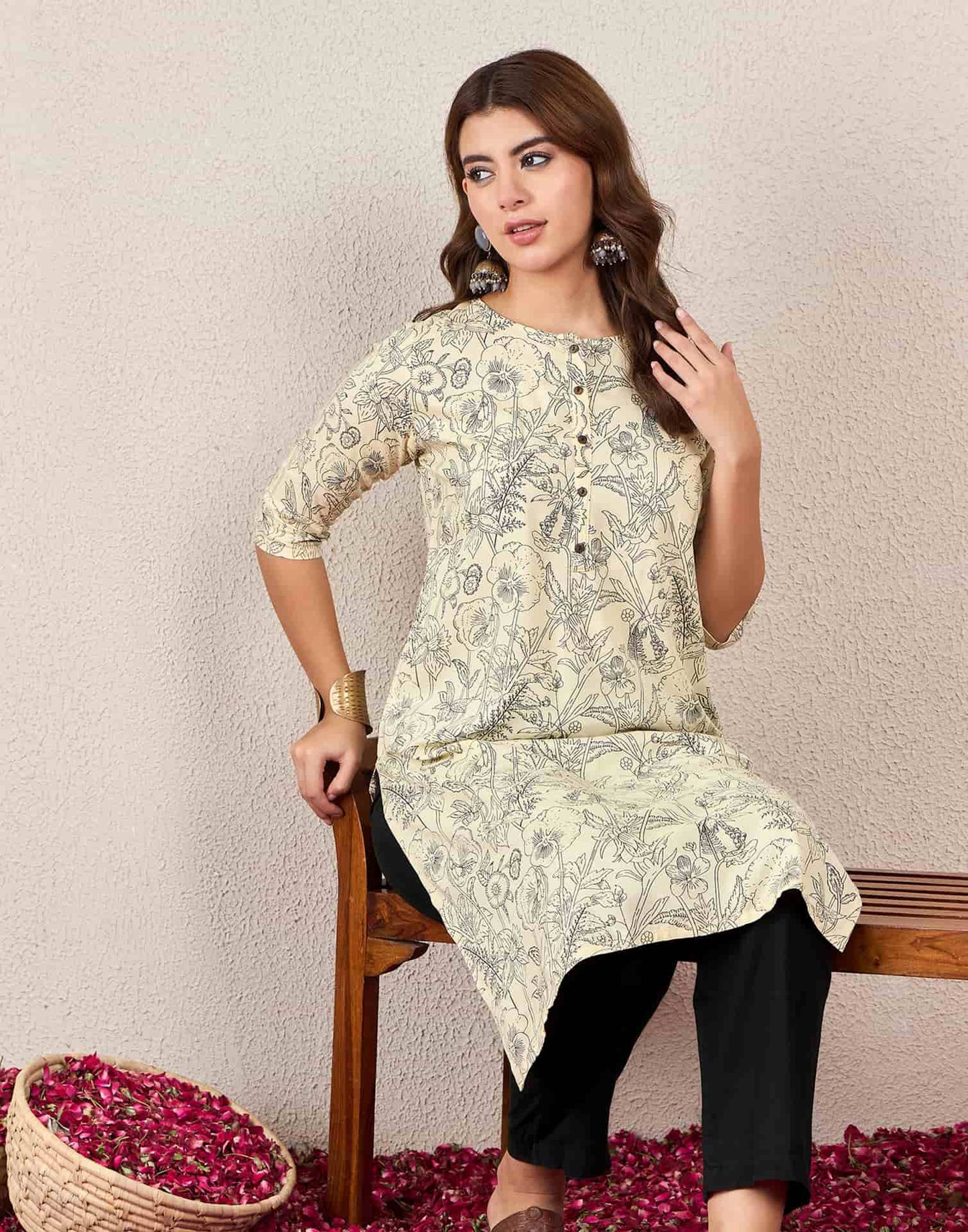 Rayon Printed Straight Kurti