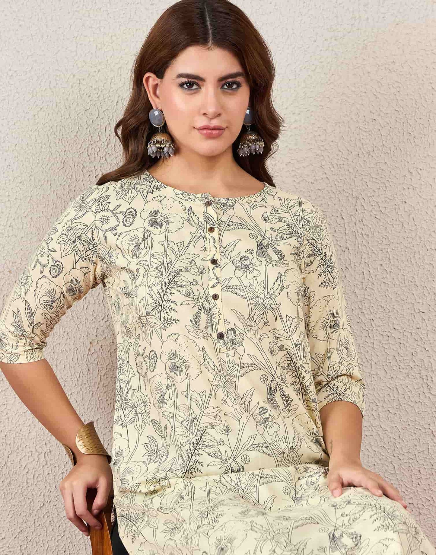 Rayon Printed Straight Kurti