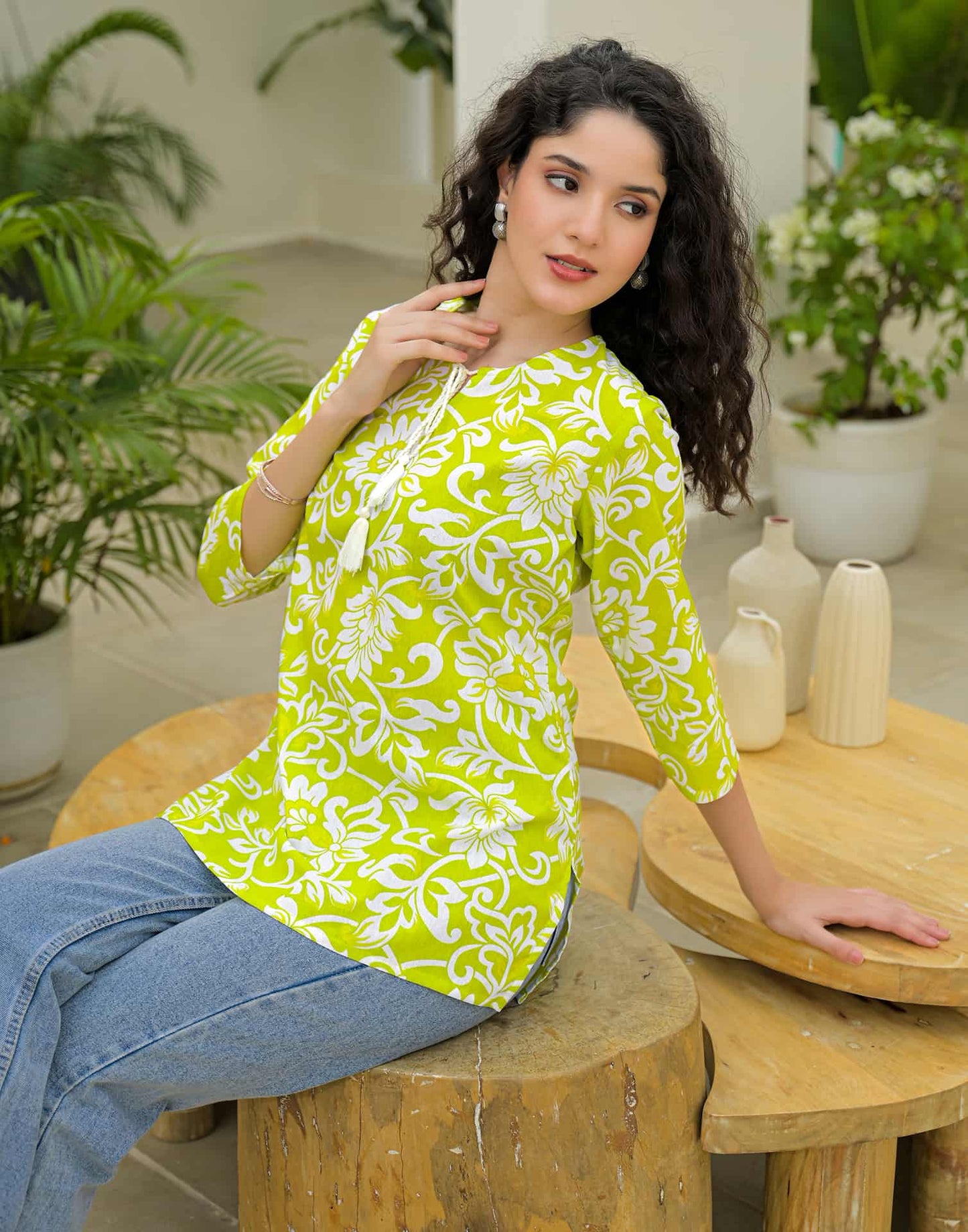 Cotton Printed Straight Kurti