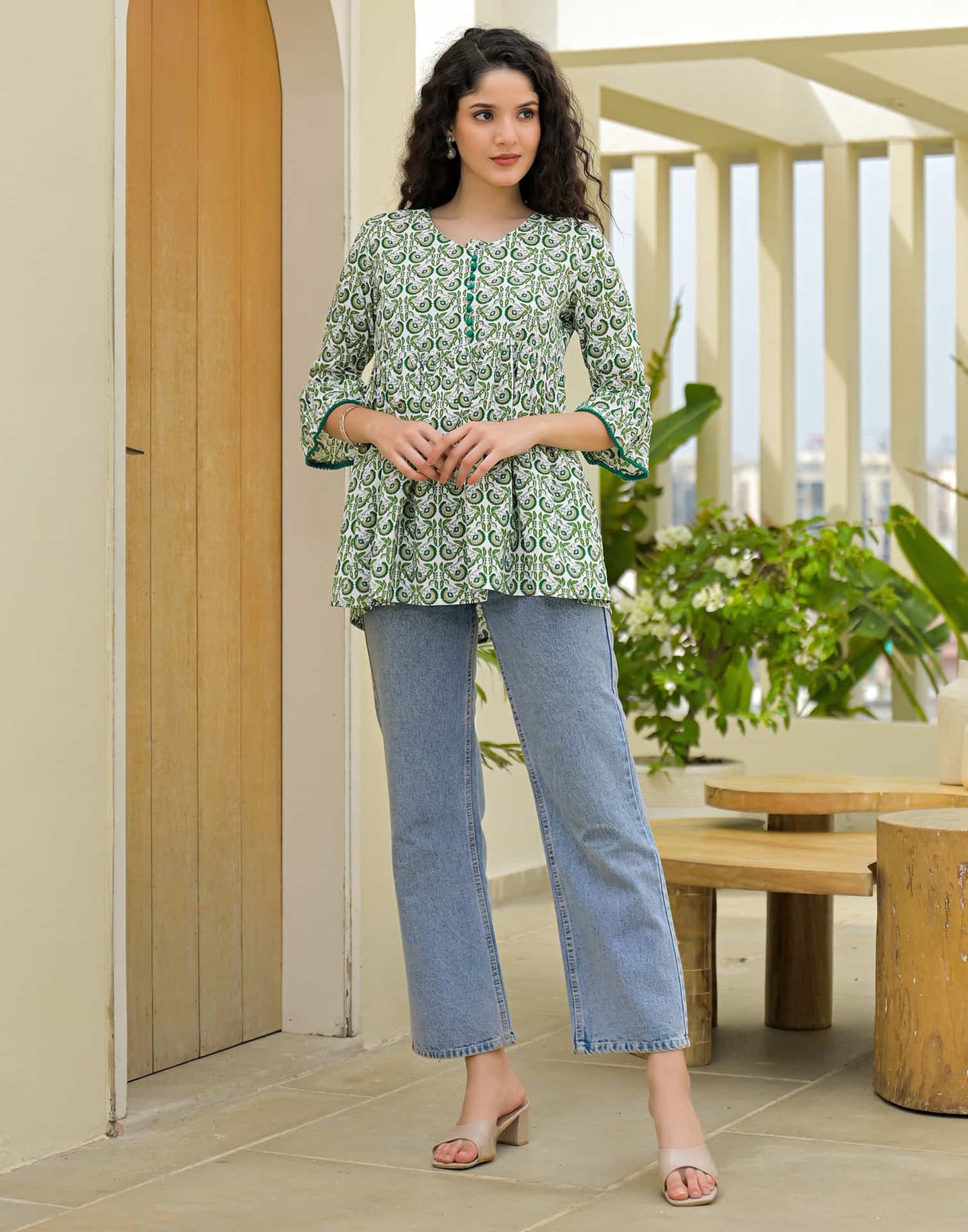 Cotton Printed Straight Kurti