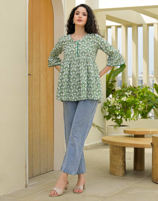 Cotton Printed Straight Kurti