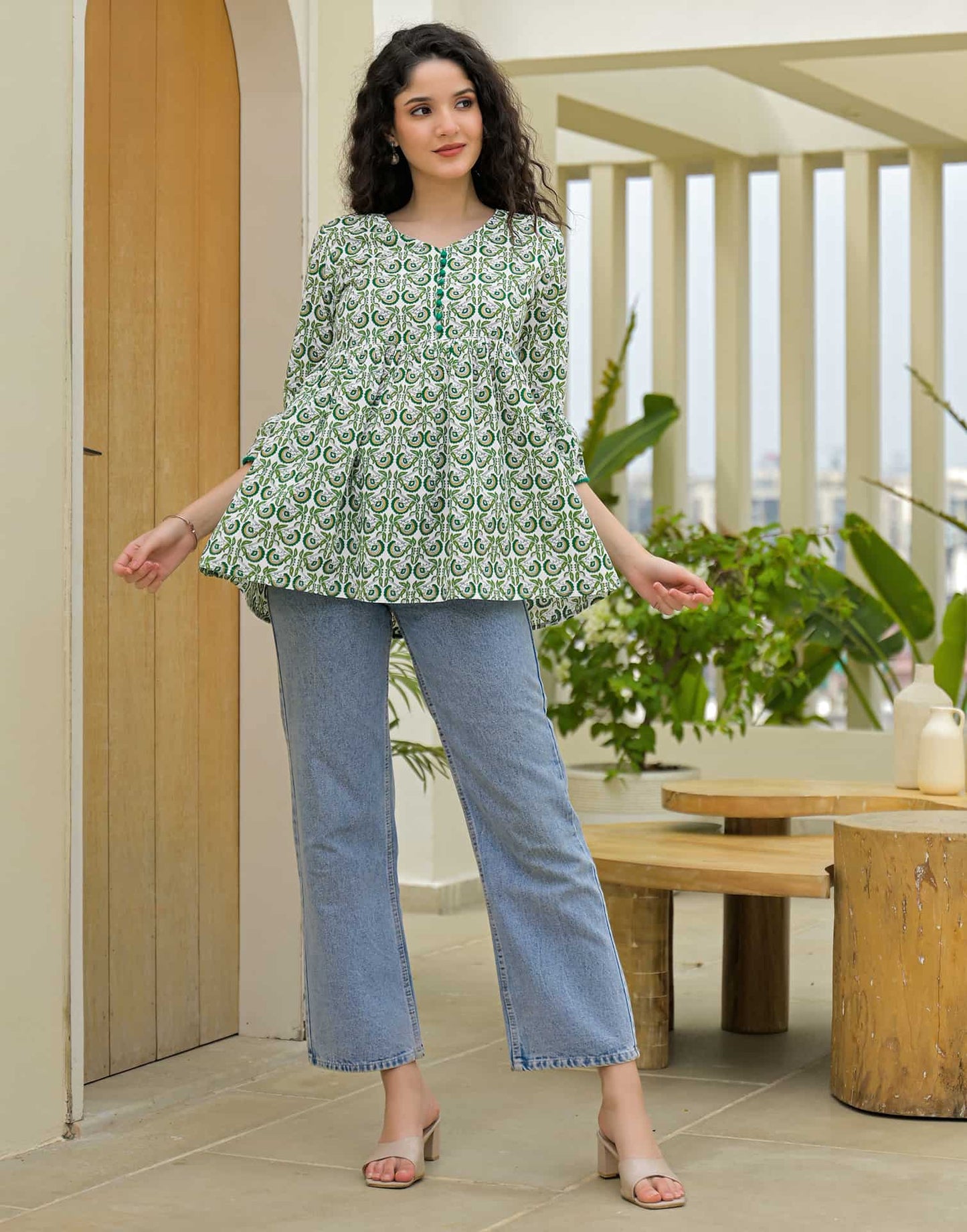 Cotton Printed Straight Kurti