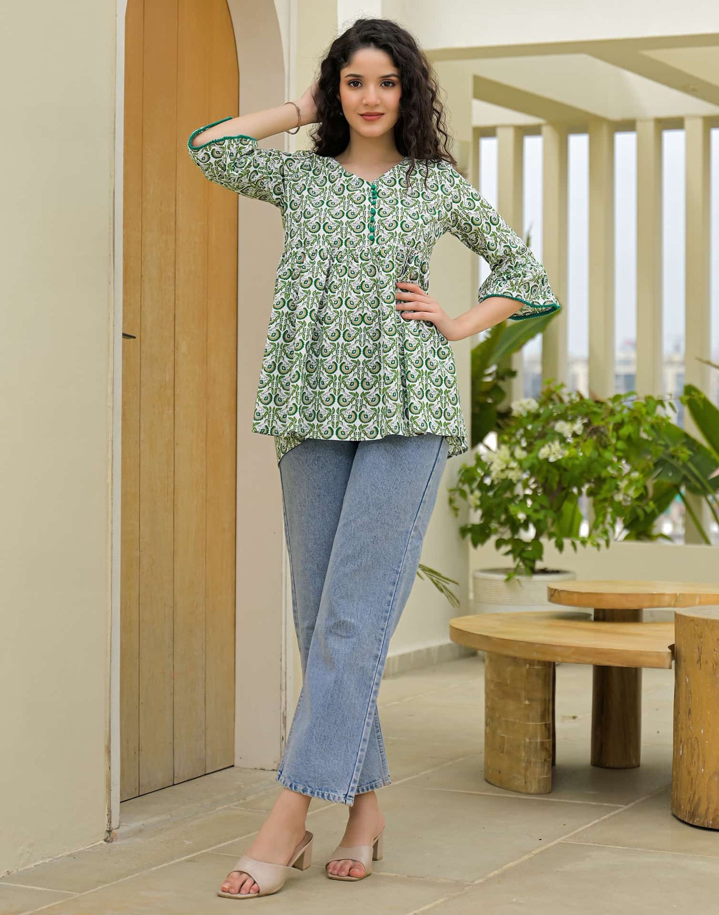Cotton Printed Straight Kurti