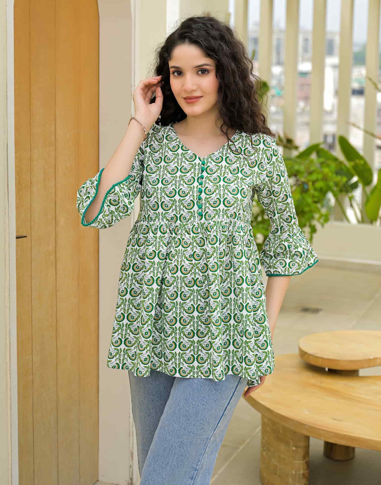 Cotton Printed Straight Kurti