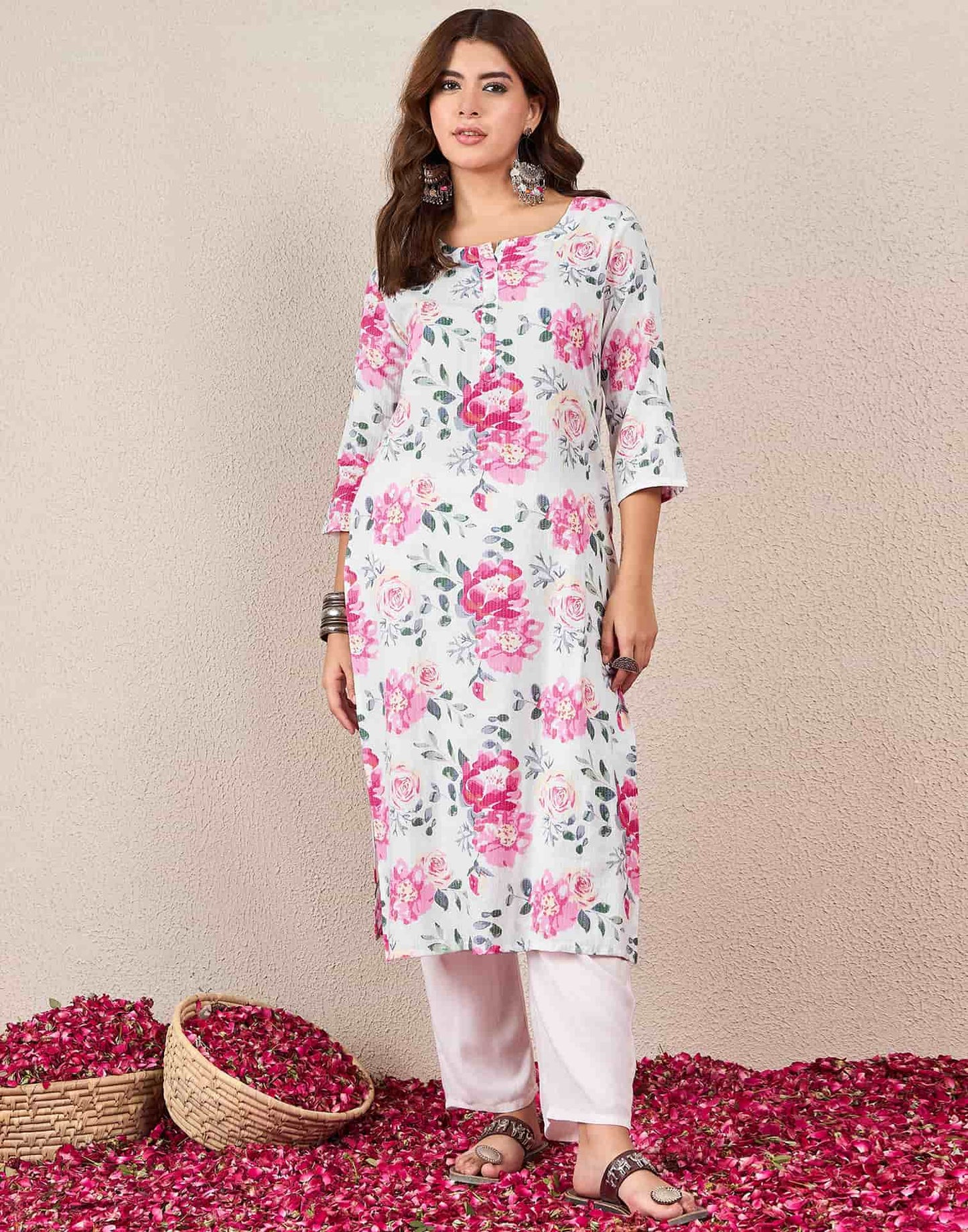 Cotton Printed Straight Kurti