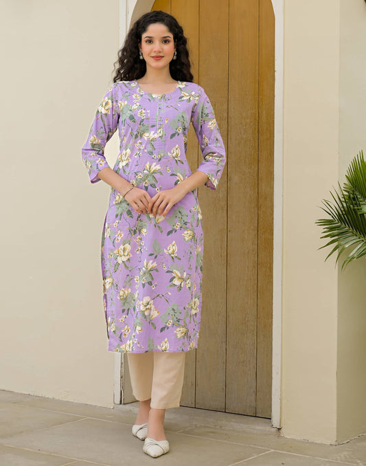 Cotton Printed Straight Kurti