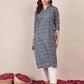 Cotton Embroidered Straight Round Neck Kurti