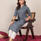 Cotton Embroidered Straight Round Neck Kurti