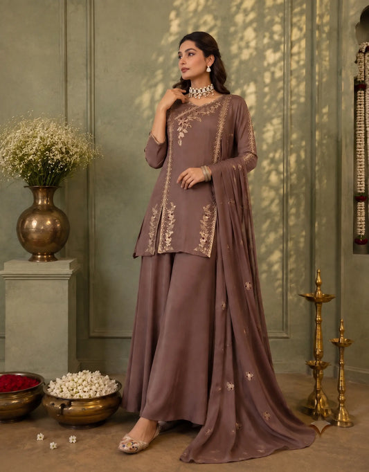 Chinnon Embroidered Straight 3 Piece Kurta Set