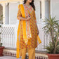 Cotton Blend Foil Printed and Printed Lace Straight Kurta with Pant & Dupatta