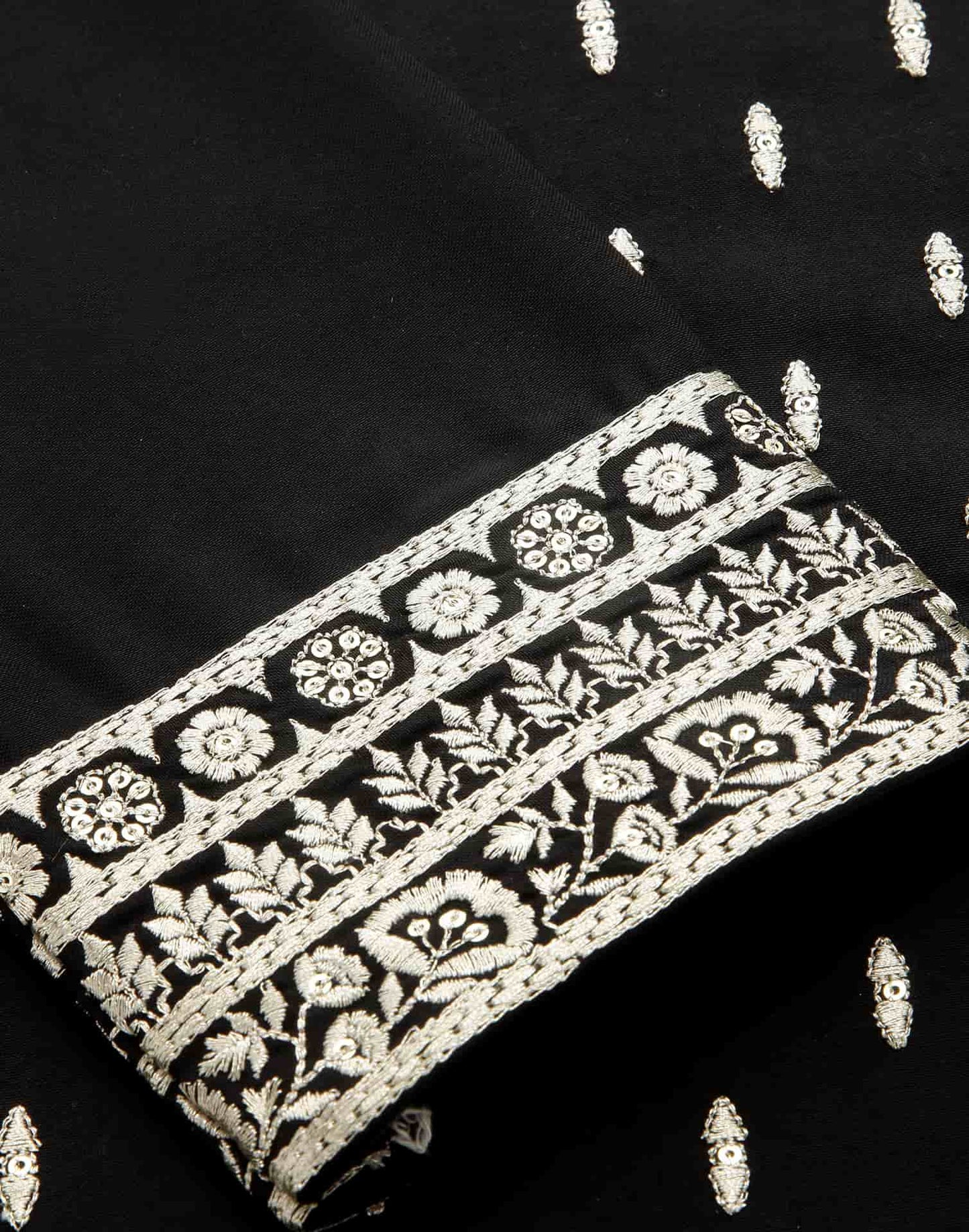 Black Rayon Straight Kurta Set with Embroidery and Dupatta under 1000