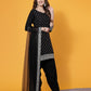 Black Rayon Straight Kurta Set with Embroidery and Dupatta under 1000