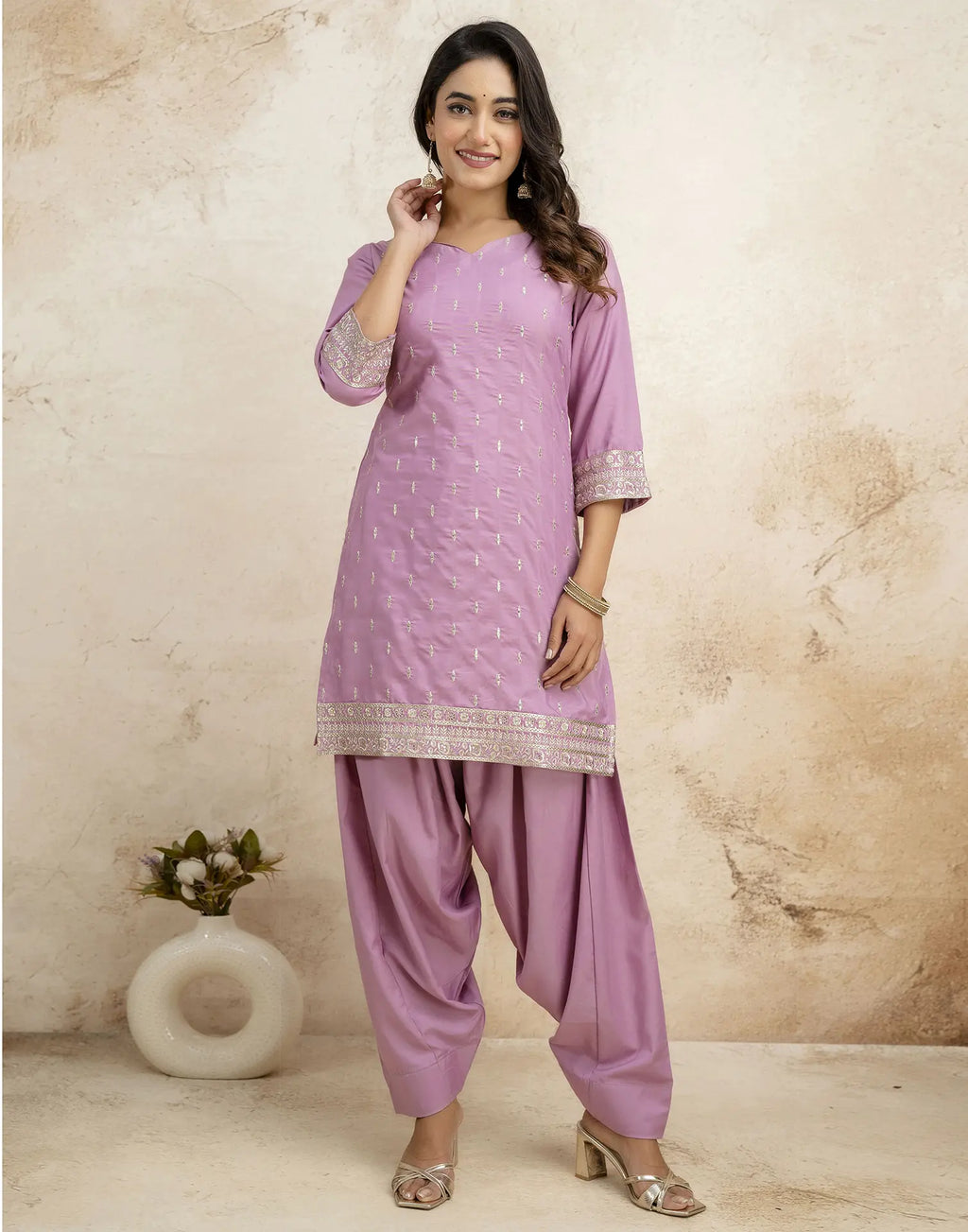 Poly Rayon Embroidered Straight 3 Piece Kurta Set