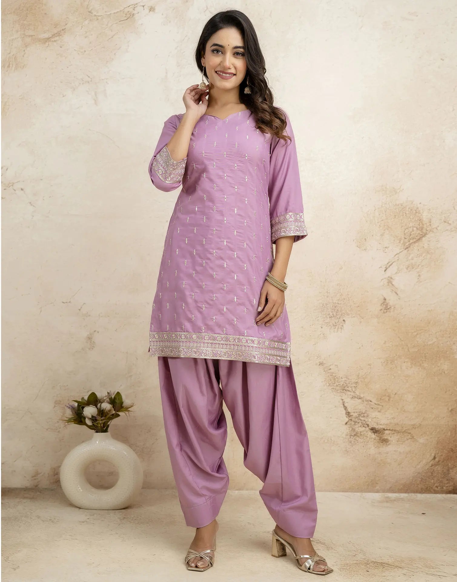 Poly Rayon Embroidered Straight 3 Piece Kurta Set