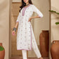 Cotton Embroidered Round Neck Straight Kurti