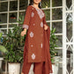 Cotton Straight Embroidery Round Neck Kurta with Pant & Dupatta