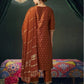 Rust silk straight kurta set women