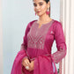 Silk Blend Embroidered Straight Kurta with Pant & Dupatta
