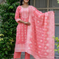 Cotton Woven Design Straight Kurta with Pant & Dupatta