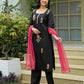 Silk Blend Embroidered Straight Round Neck Kurta with Pant & Dupatta
