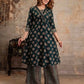 Green Cotton Printed V-Neck Kurta Set with Pant & Dupatta Affordable Ethnic Casual Wear